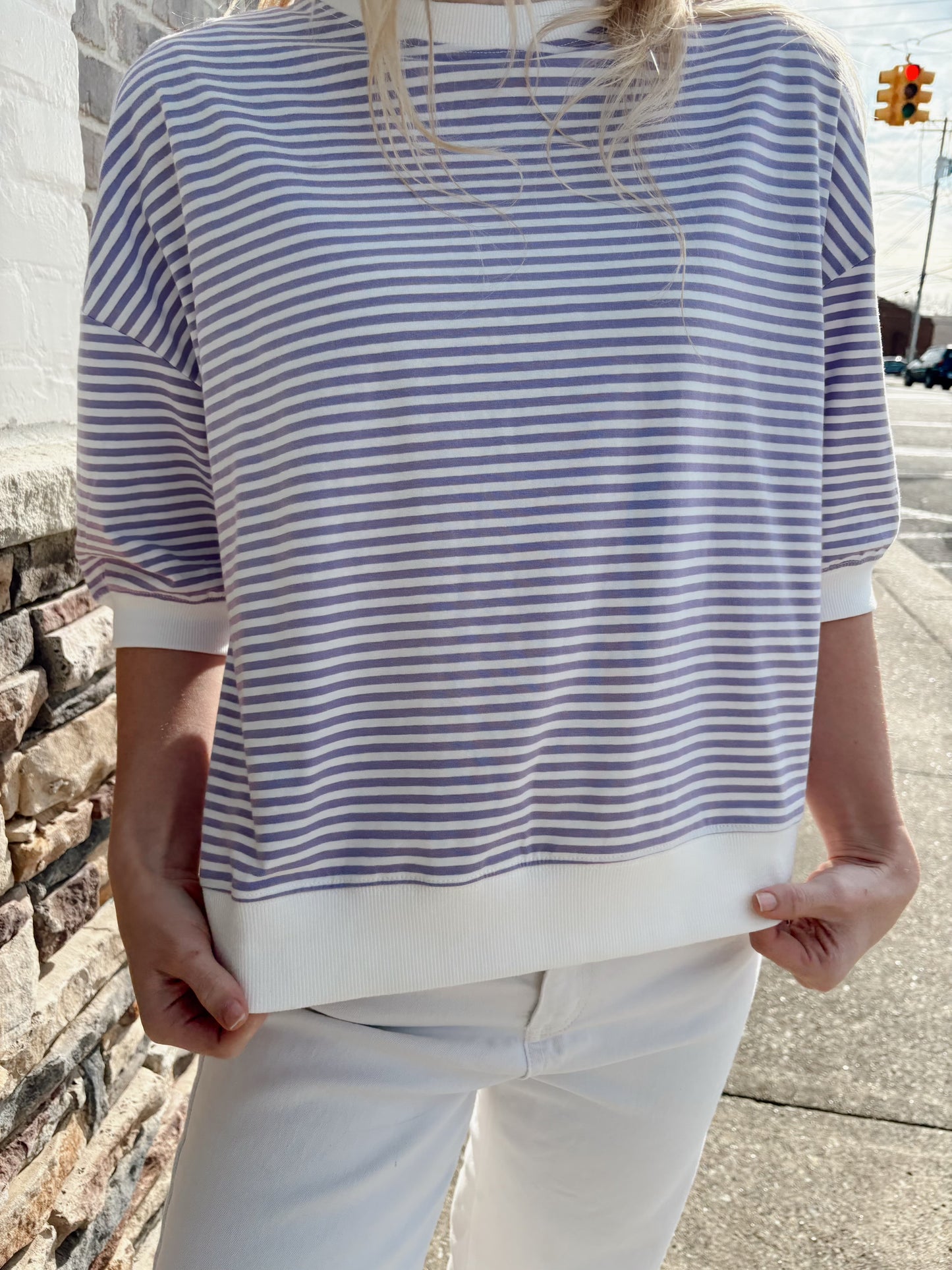 Striped Contrast Trim Top