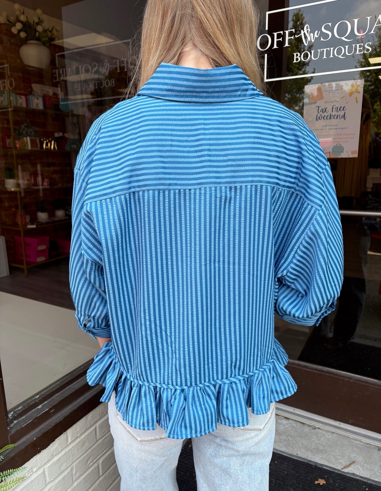 Ruffle Collar Button Down