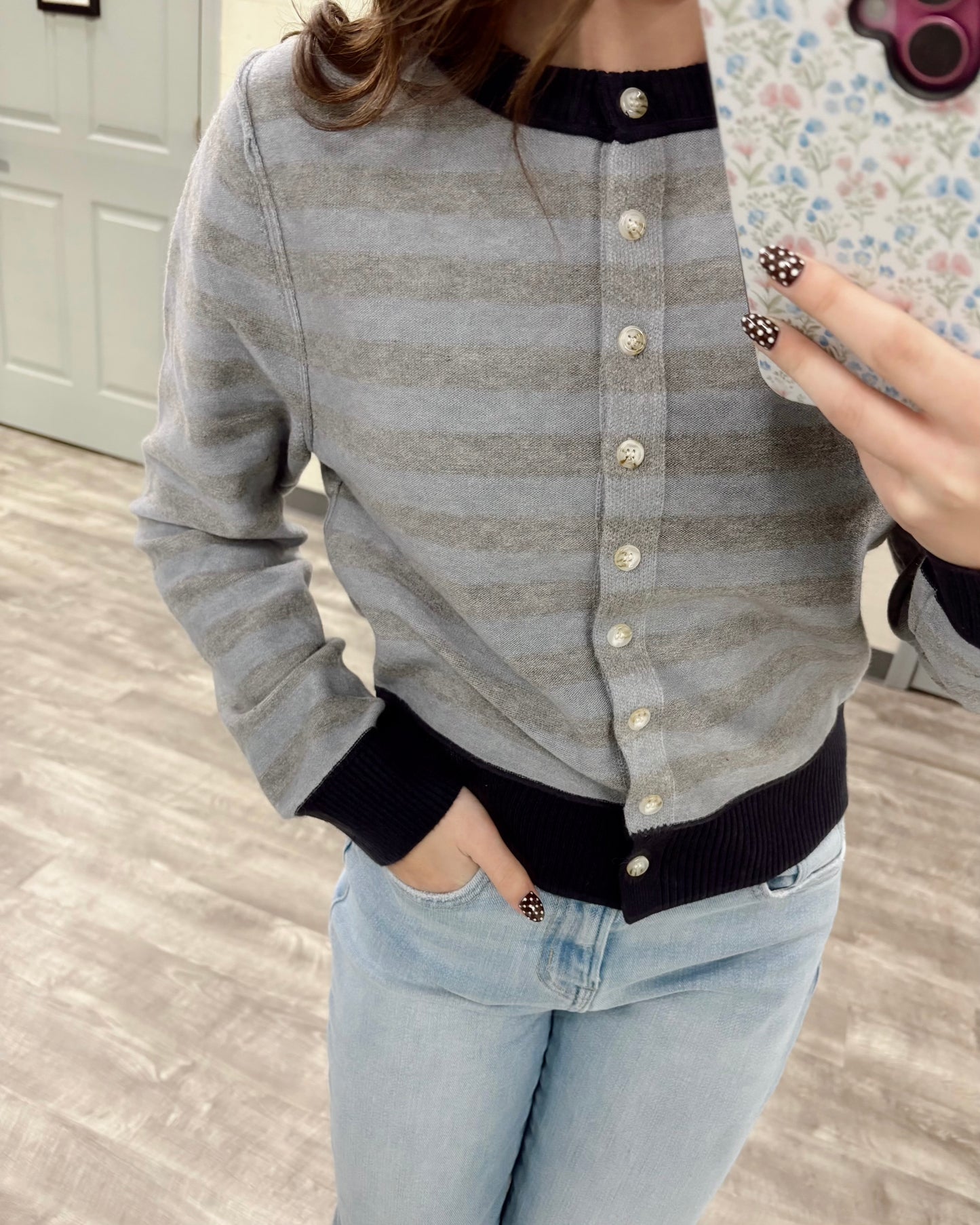 Blue/Gray Stripe Cardigan
