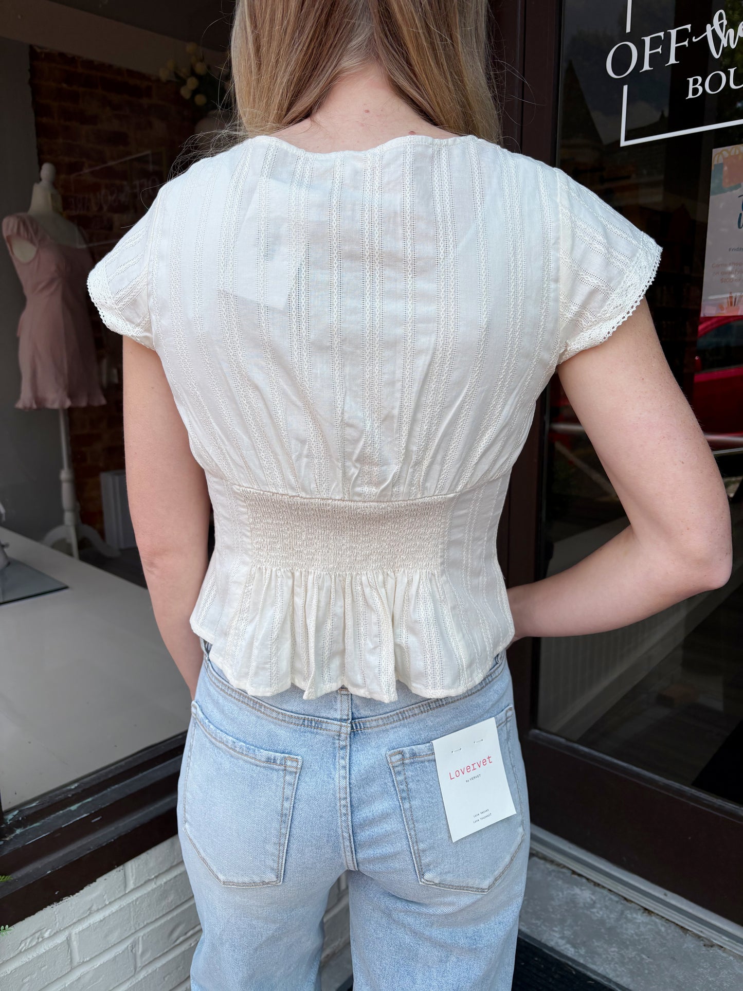 Lace Trim Babydoll Peplum Top