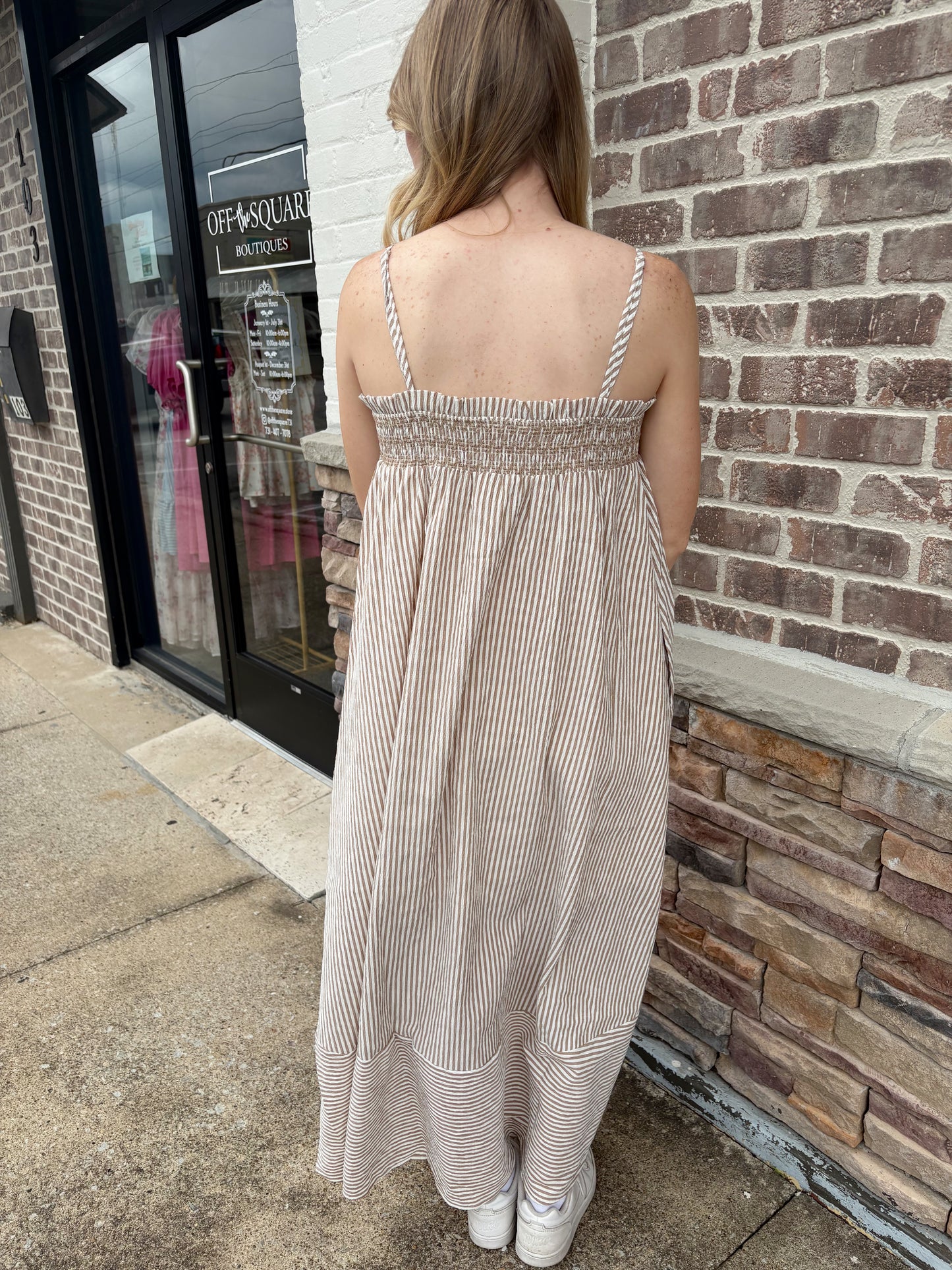 Smocked Striped Tunic Maxi Dress