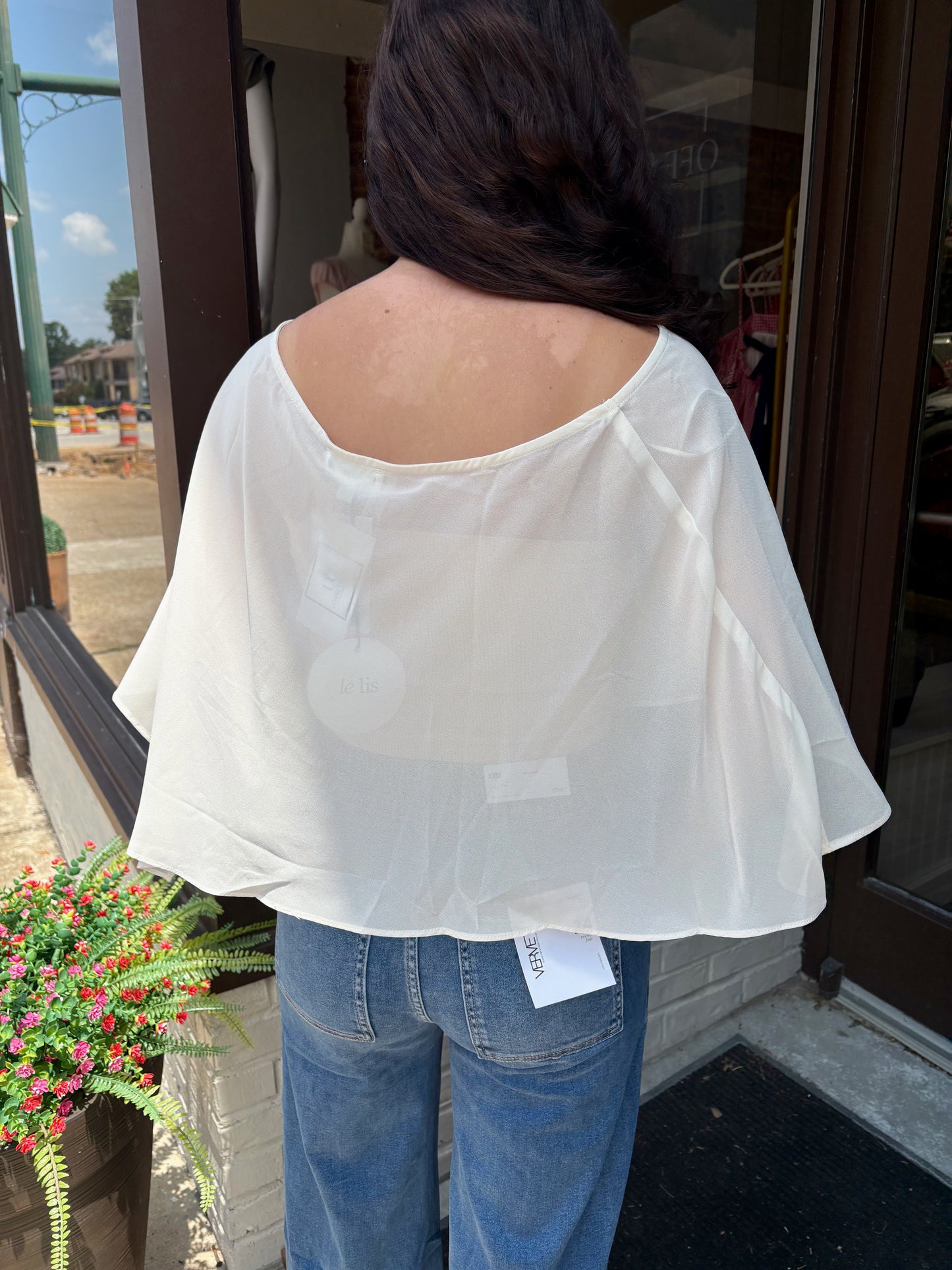 Cream Chiffon Poncho Top