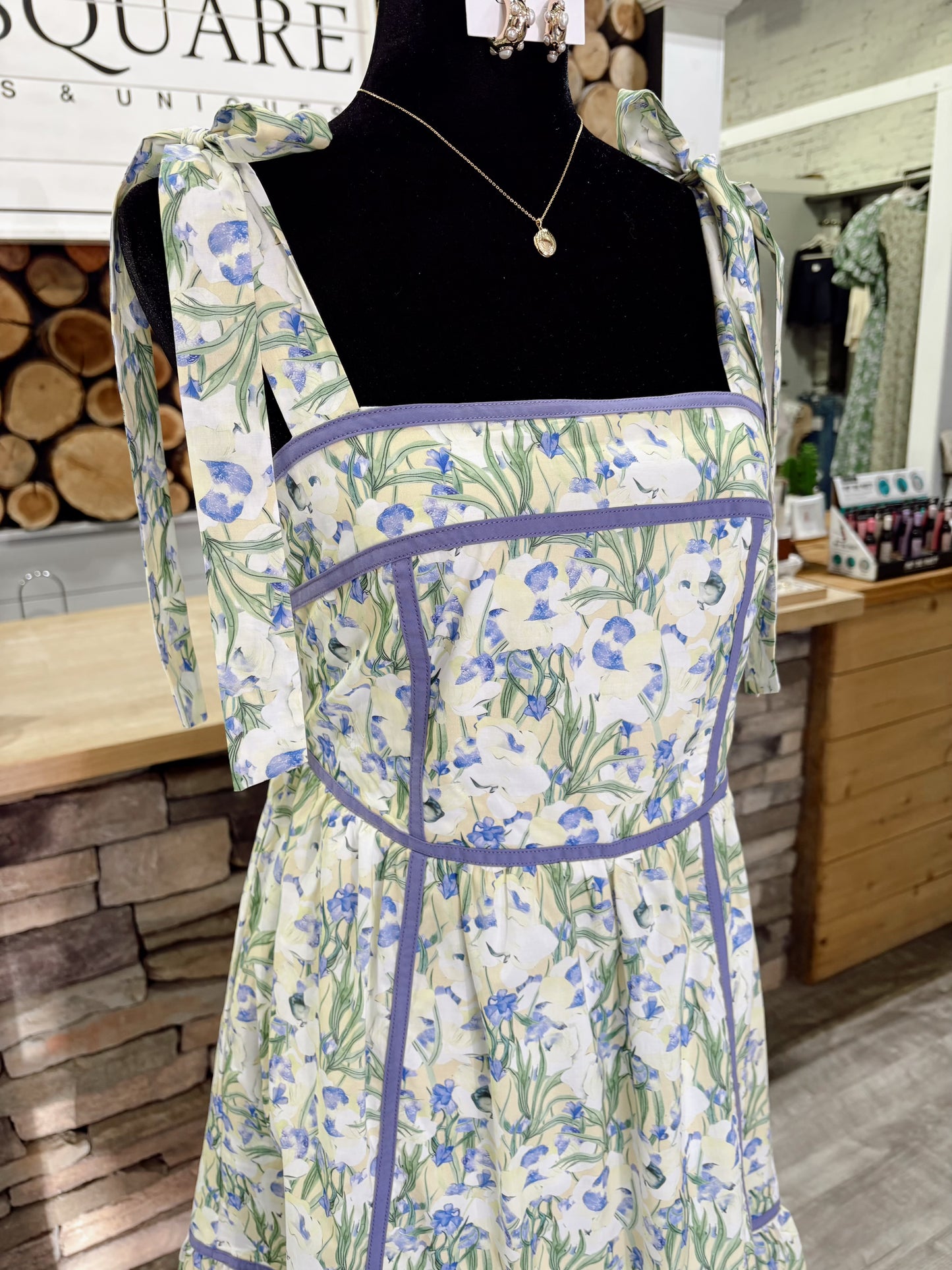 Floral Contrast Midi Dress