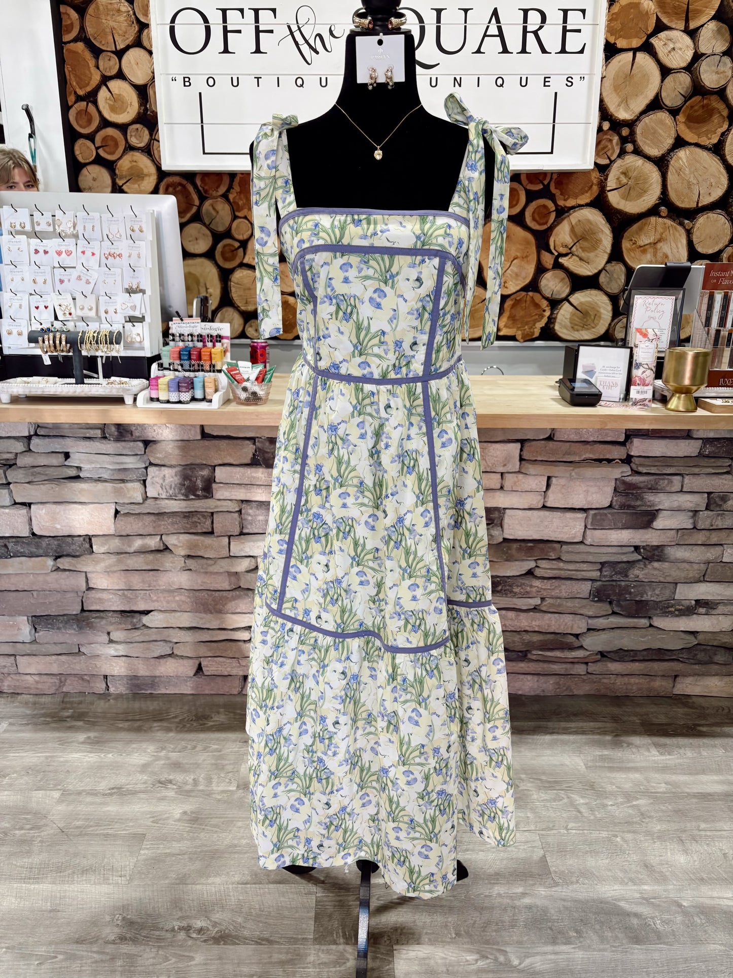 Floral Contrast Midi Dress