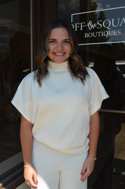 Cream Mock Neck Sweater Set