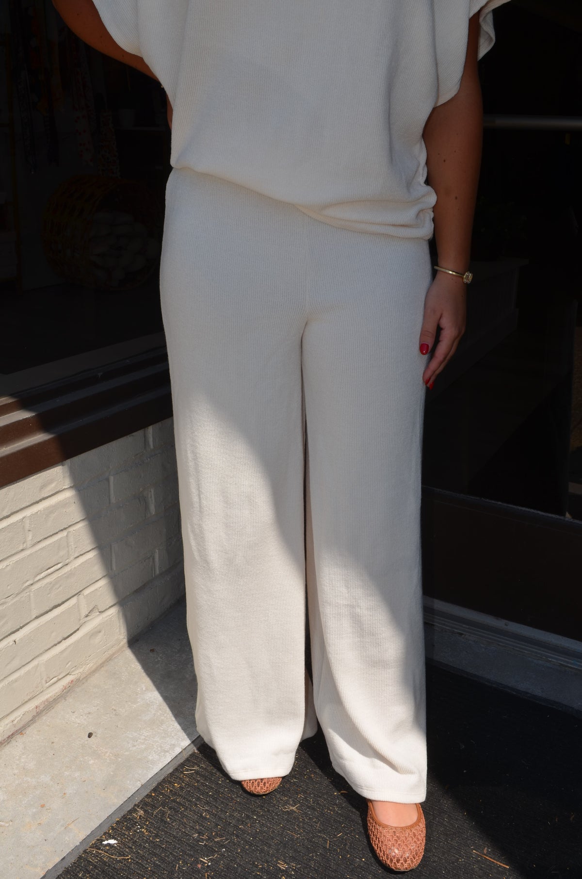 Cream Mock Neck Sweater Set
