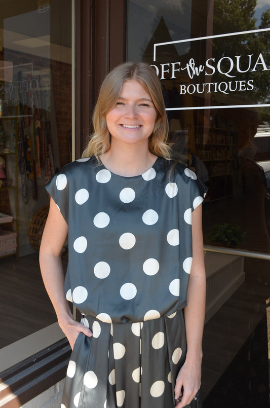 Olive Polka Dot Bubble Top