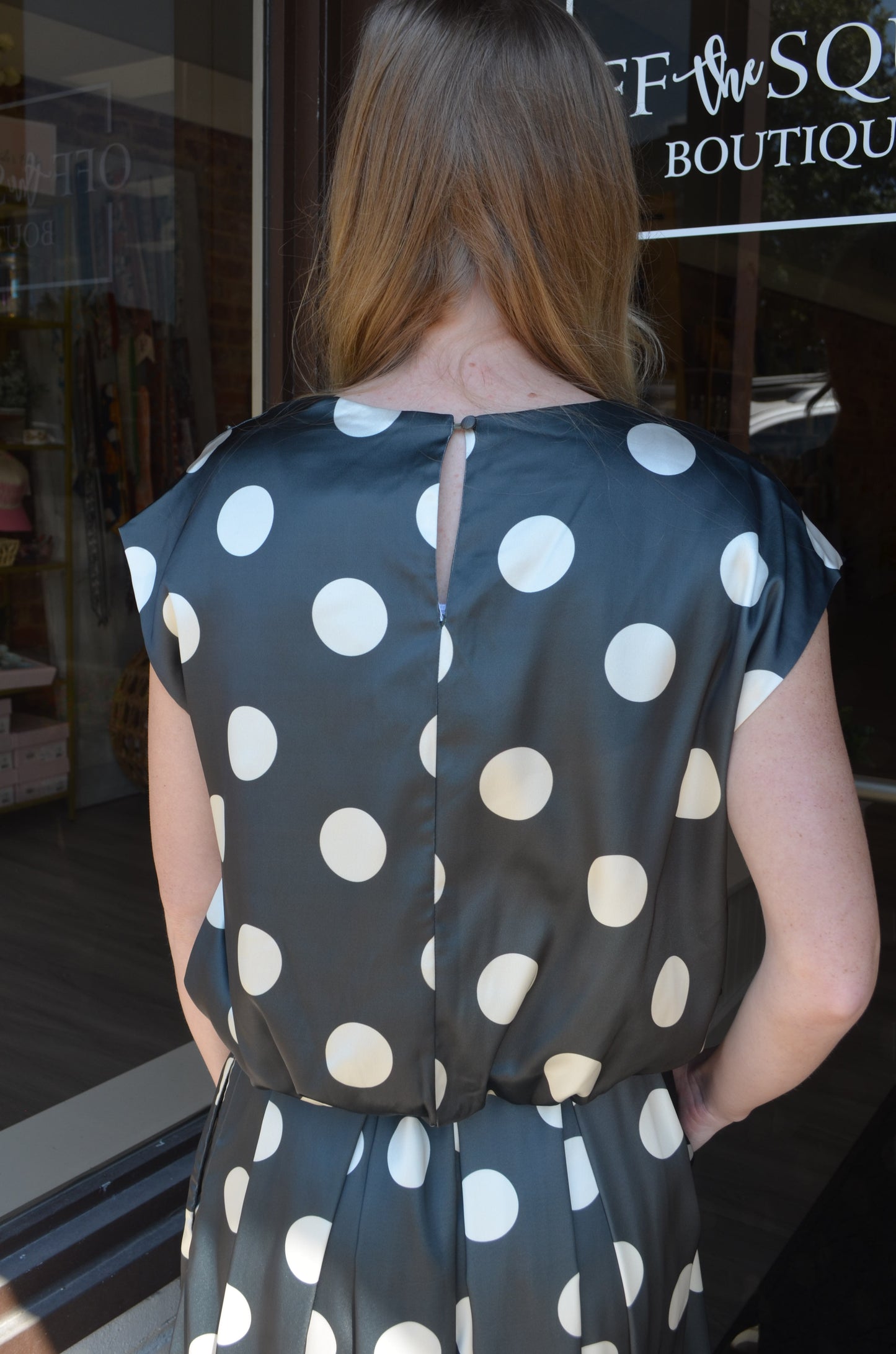 Olive Polka Dot Bubble Top