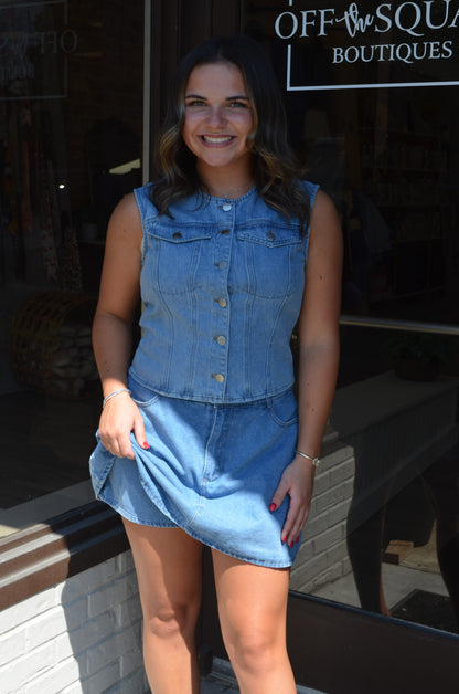 HW Flare Hem Denim Skort
