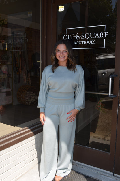 Folded Waist Sweater Pants Sage