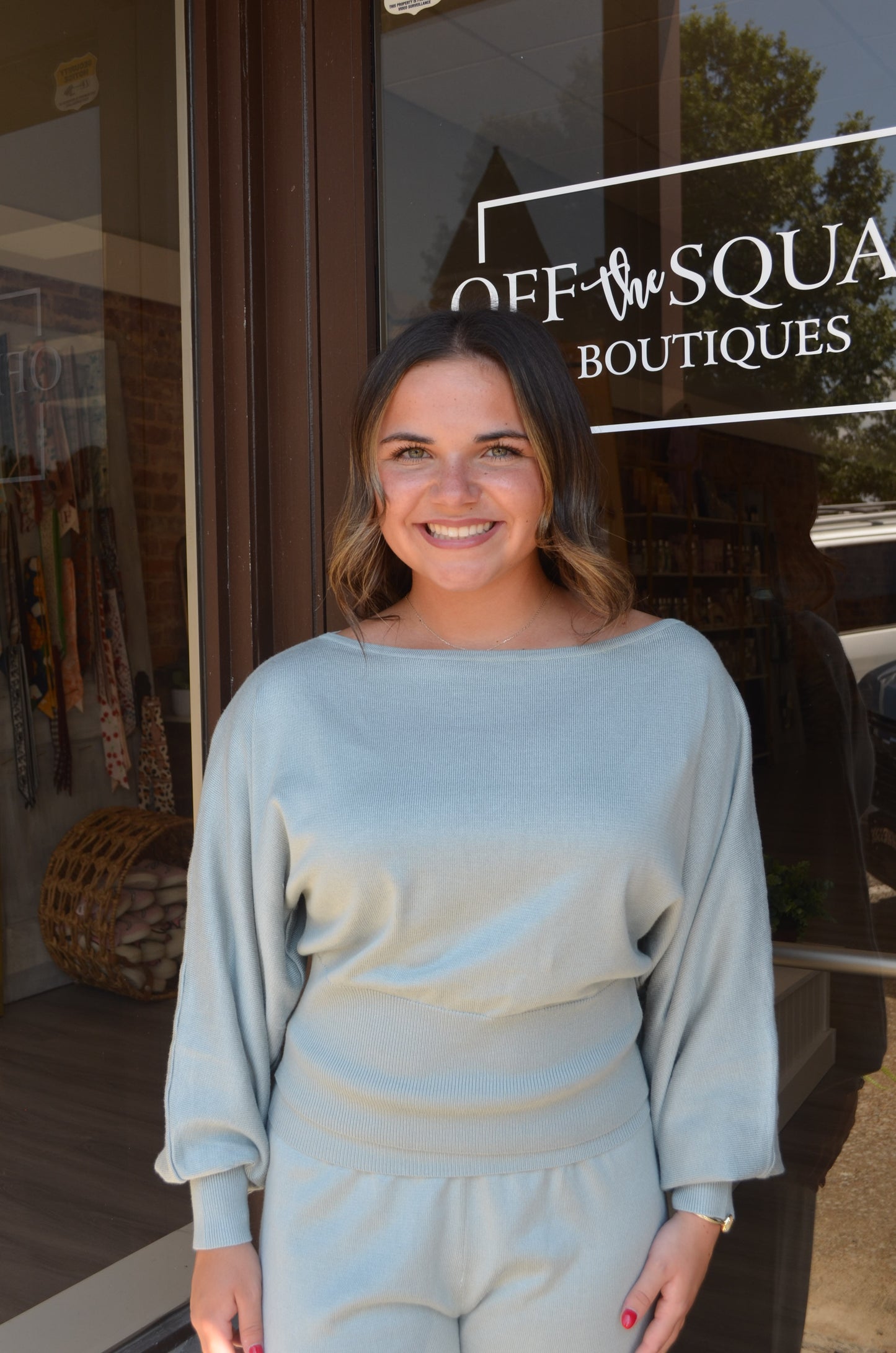 Boat Neck Dolman Sleeve Sweater
