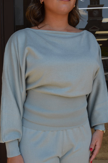 Boat Neck Dolman Sleeve Sweater