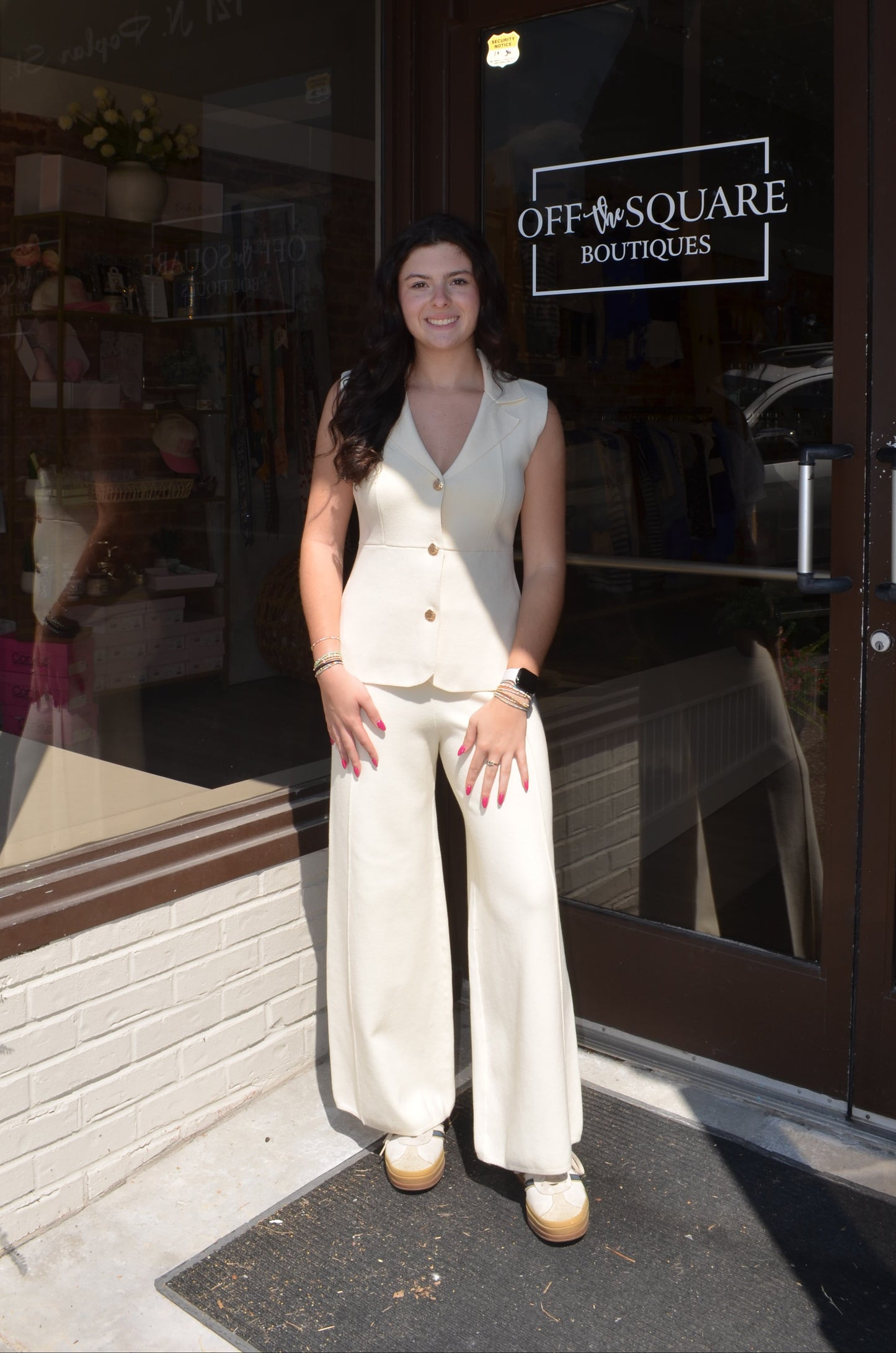 Cream Sweater Peplum Vest