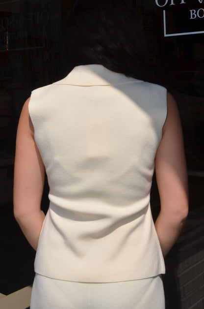 Cream Sweater Peplum Vest