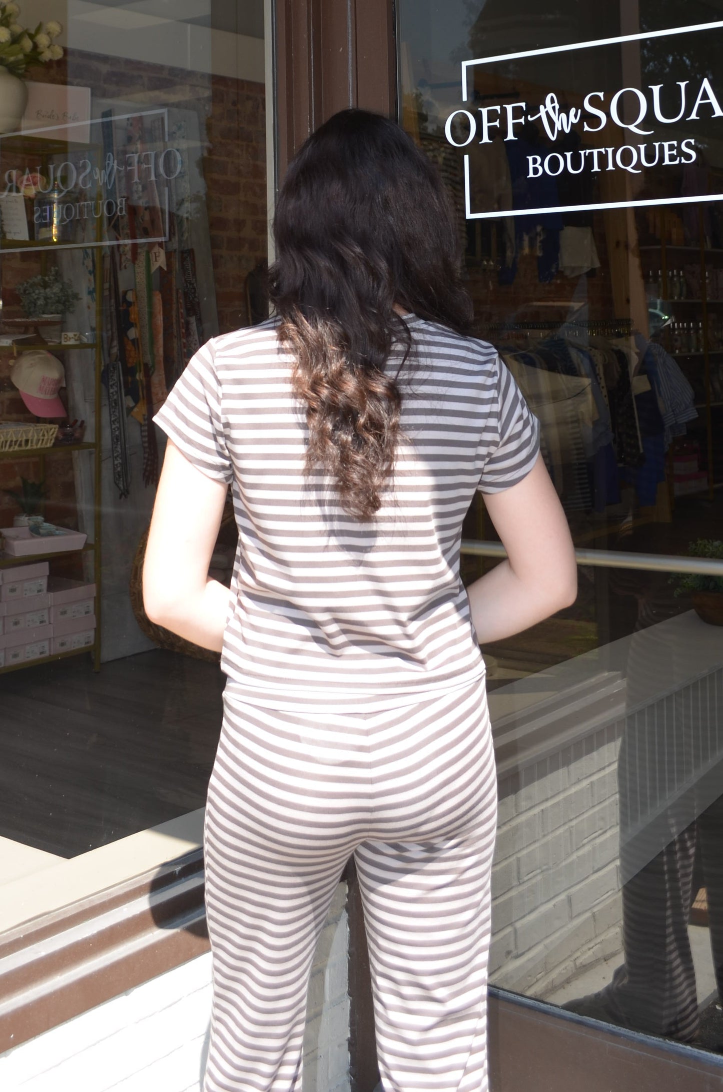 Charcoal/Taupe Stripe Baby Tee