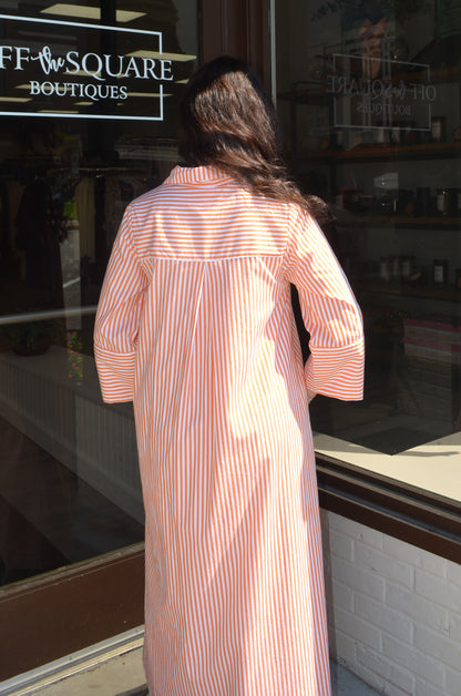 Orange 3/4 Sleeve Contrast Dress