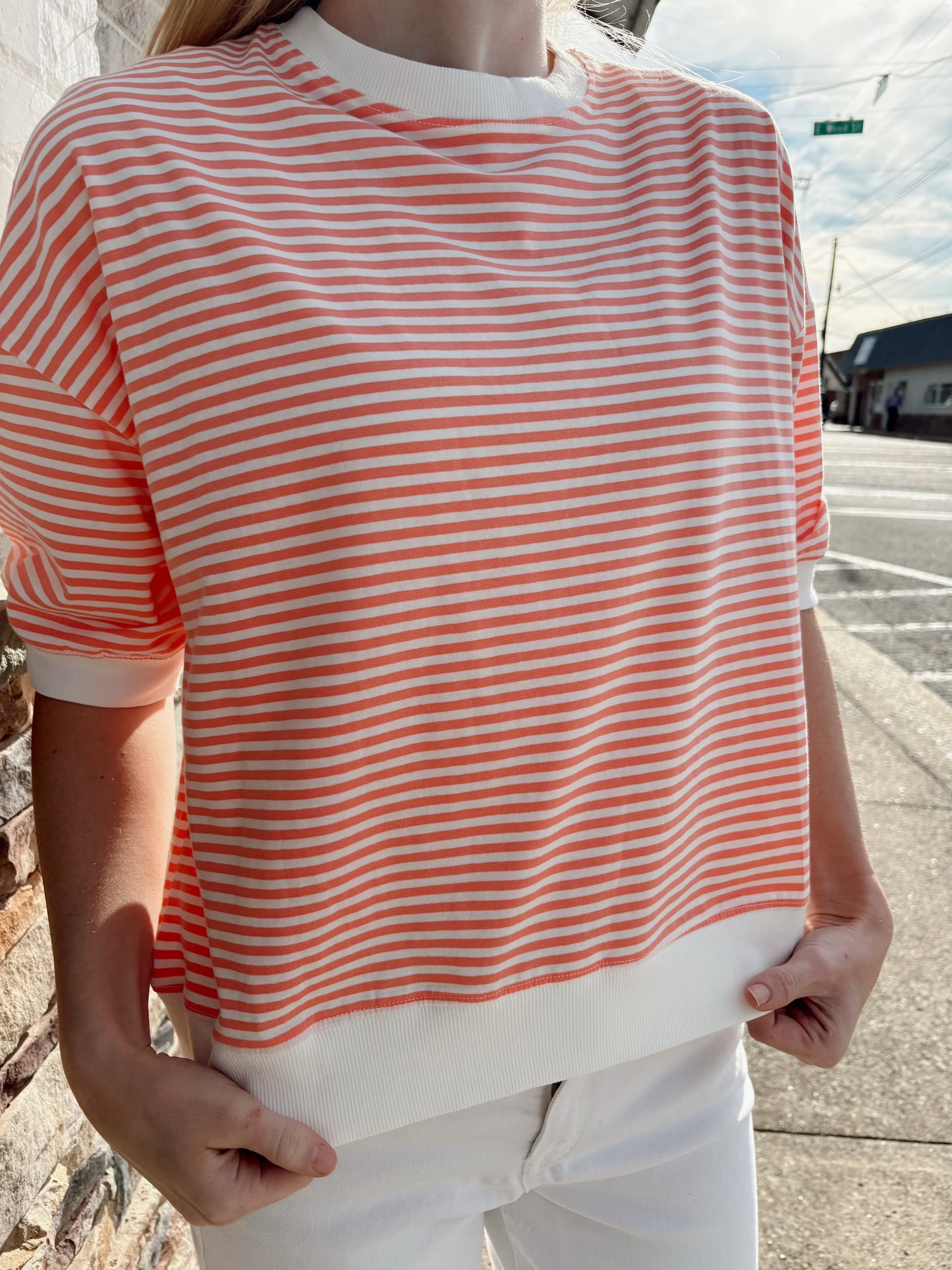 Striped Contrast Trim Top