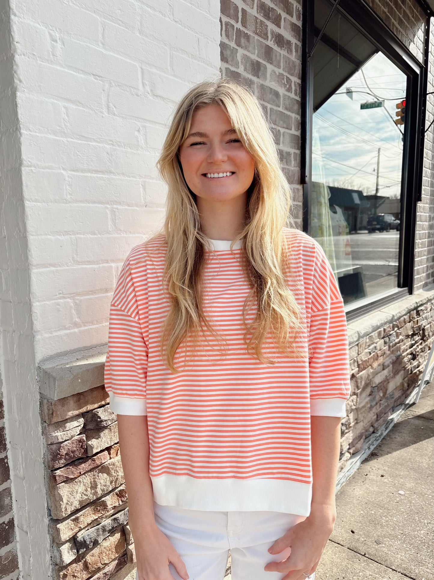 Striped Contrast Trim Top