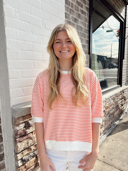 Striped Contrast Trim Top