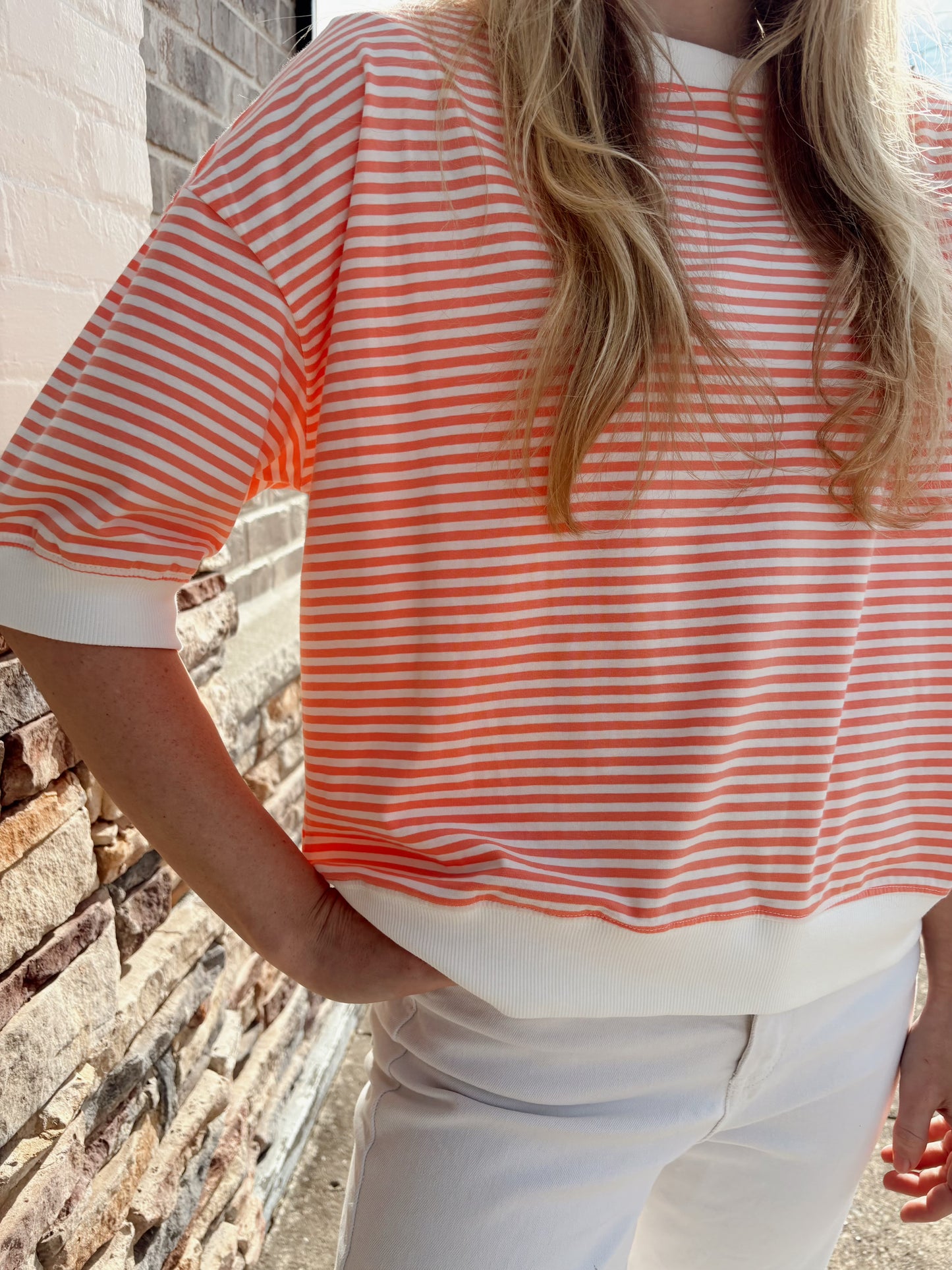 Striped Contrast Trim Top