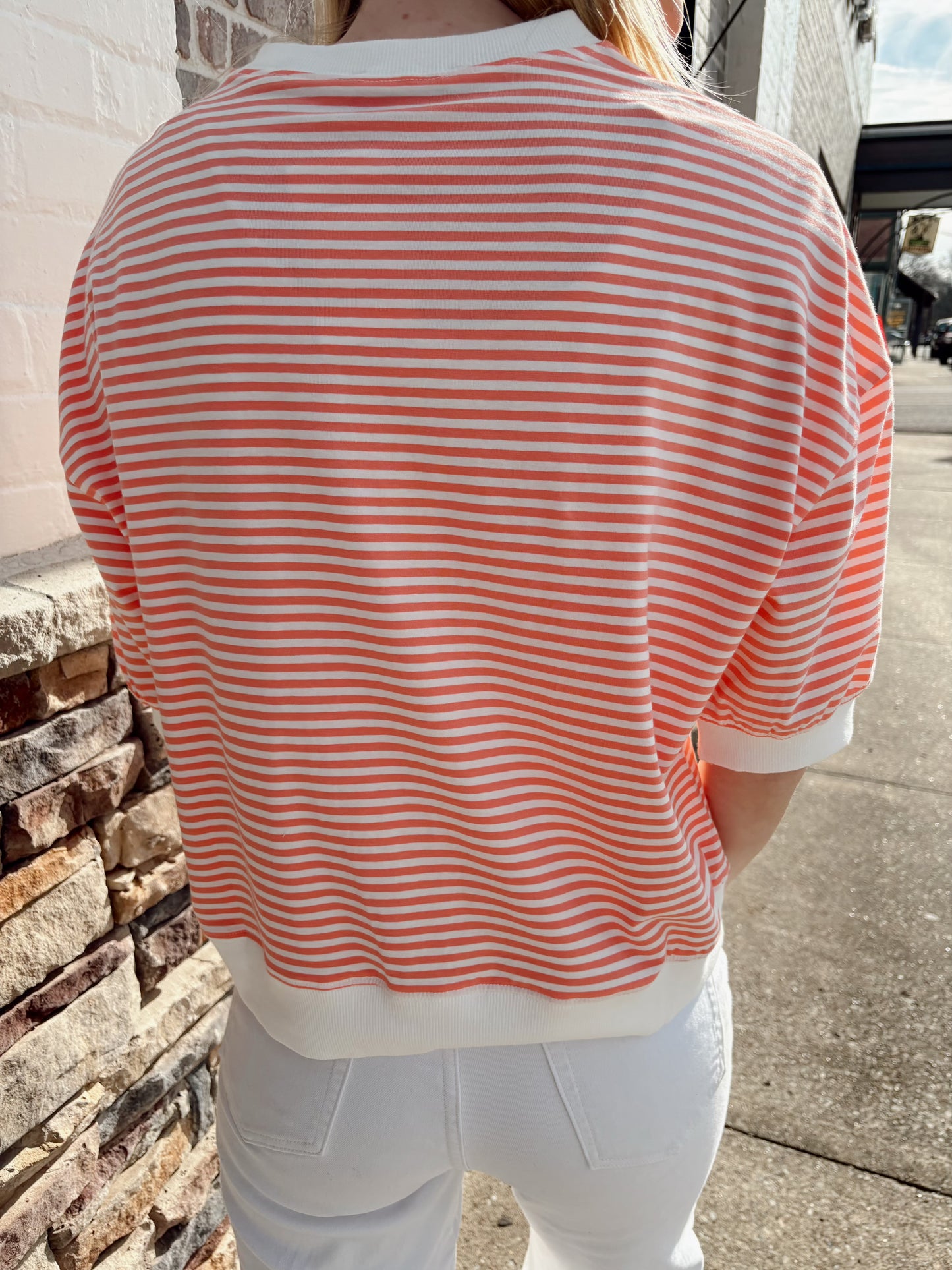 Striped Contrast Trim Top