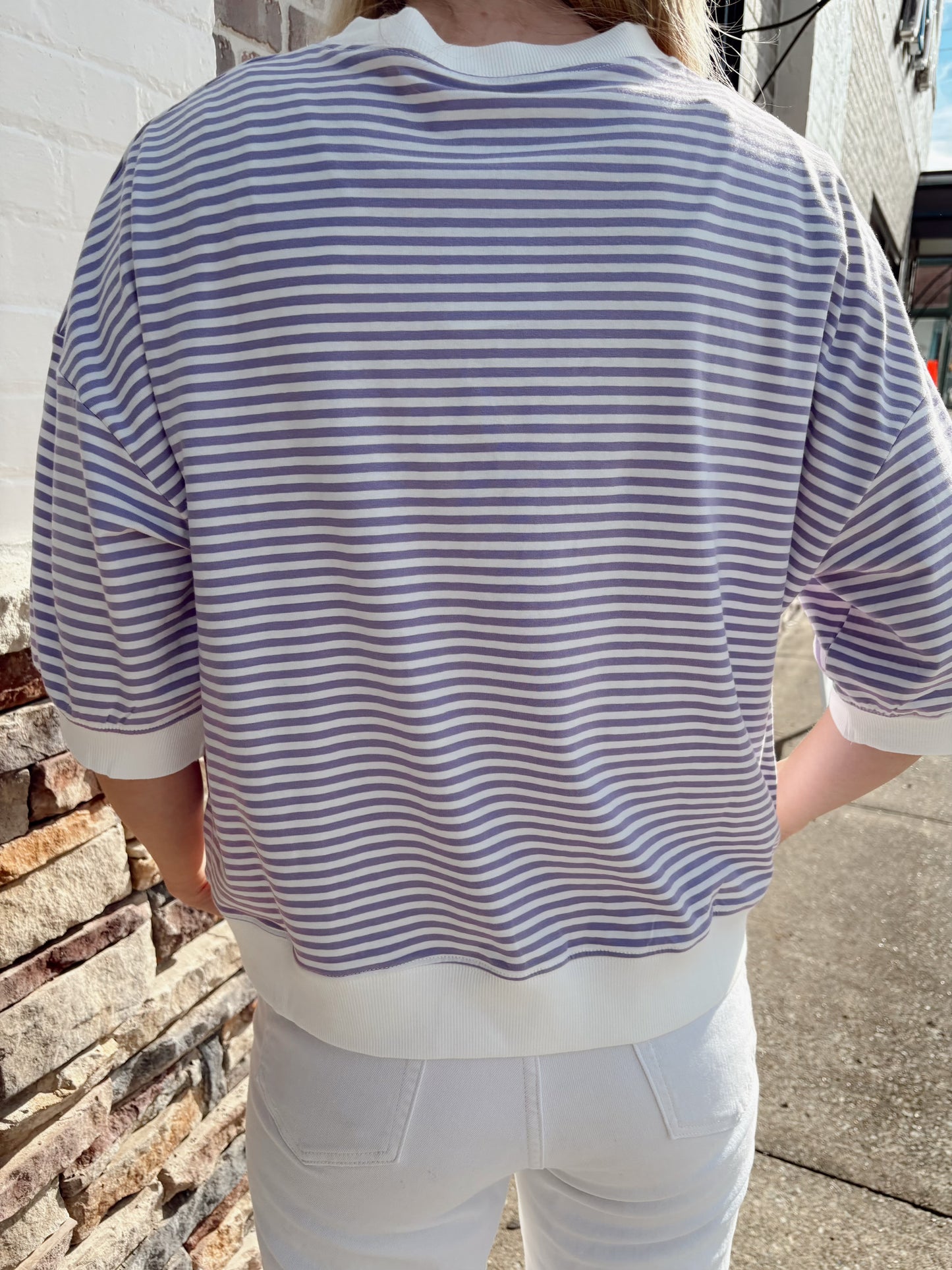 Striped Contrast Trim Top