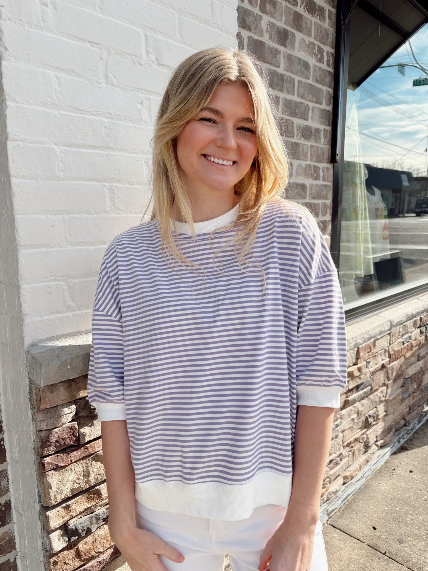 Striped Contrast Trim Top