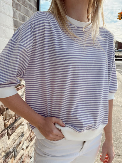 Striped Contrast Trim Top