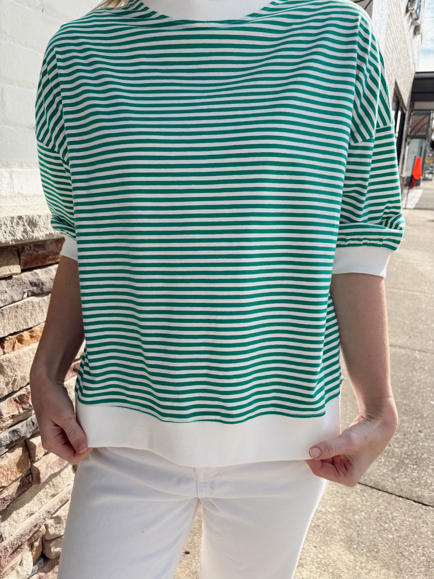 Striped Contrast Trim Top