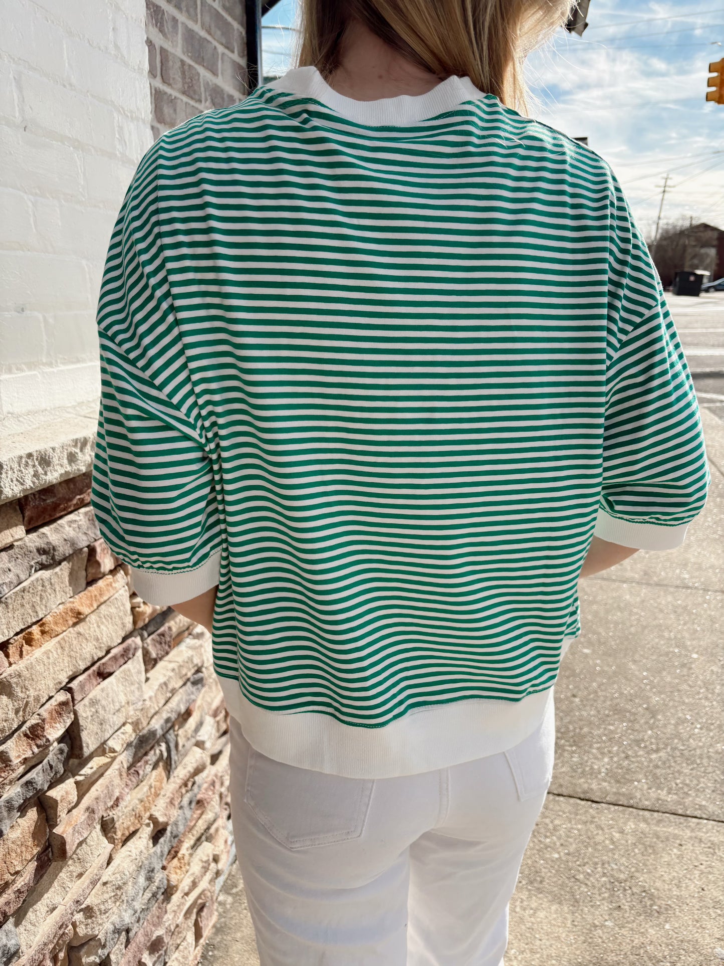 Striped Contrast Trim Top