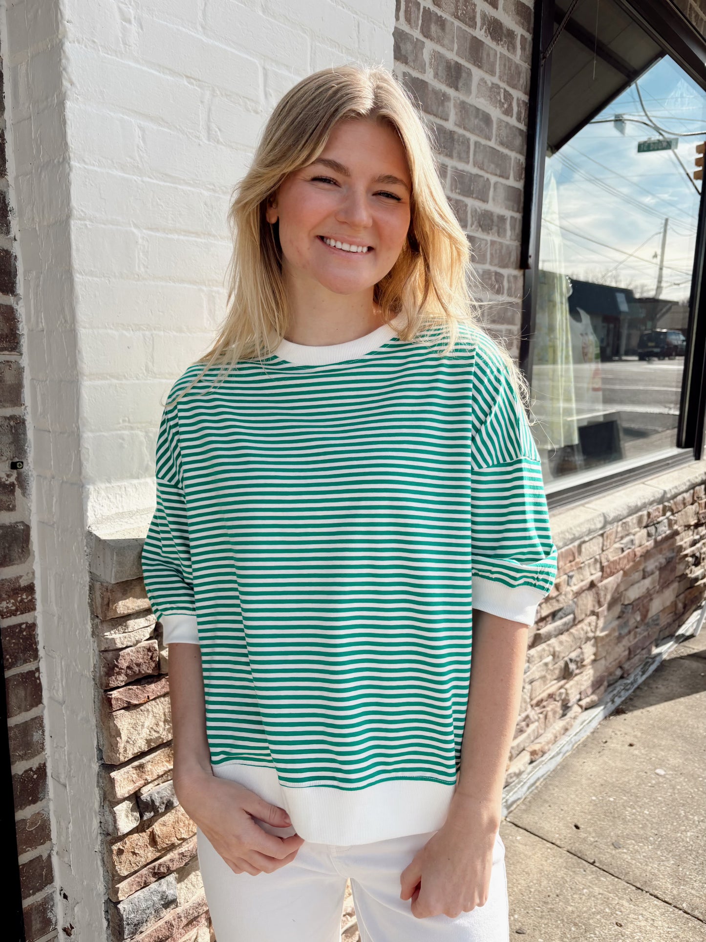 Striped Contrast Trim Top