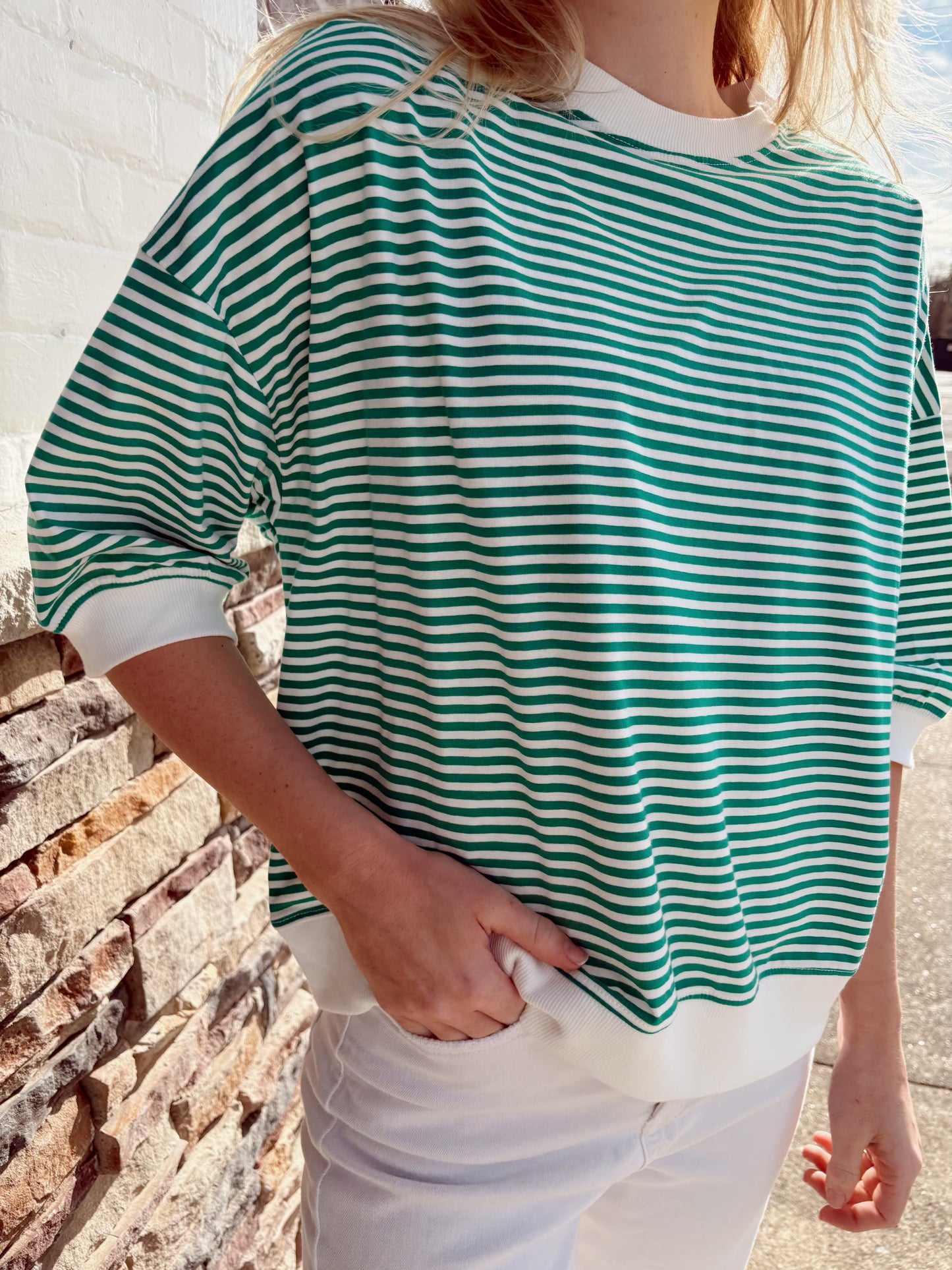 Striped Contrast Trim Top