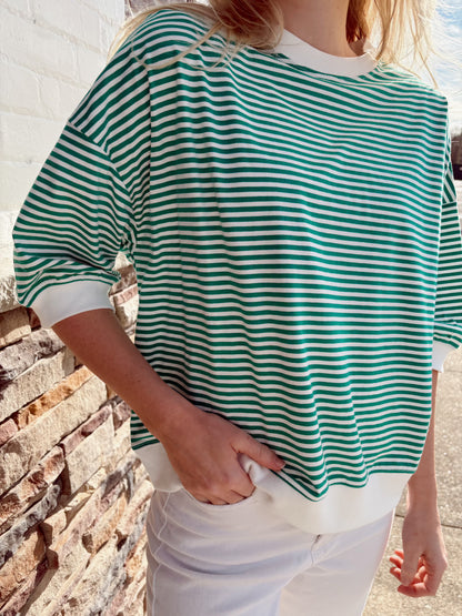 Striped Contrast Trim Top