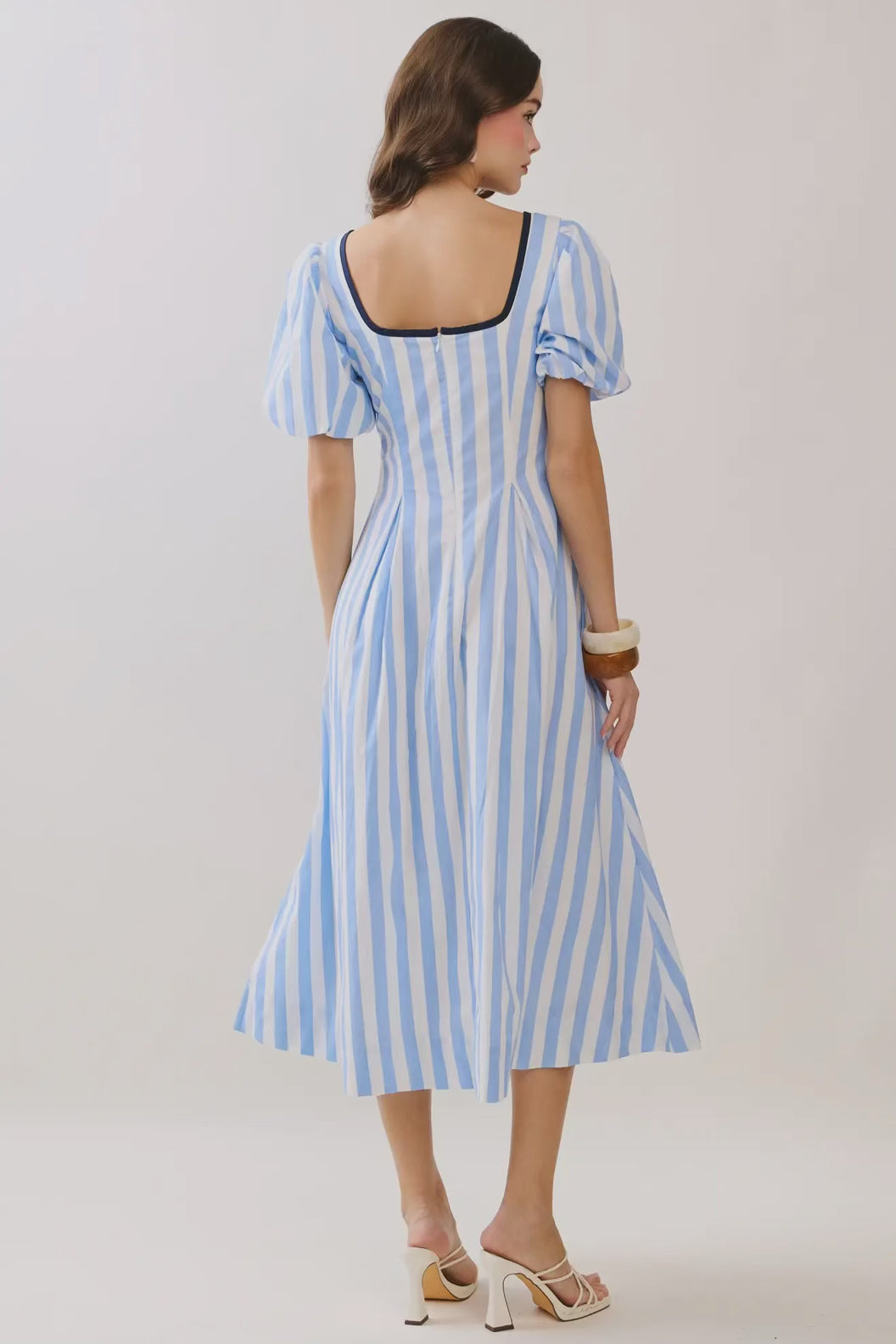 Striped Contrast Piping Detail Dress