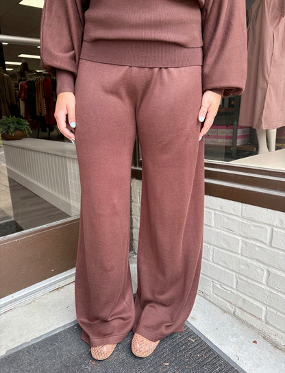 Folded Waist Wide Leg Sweater Pants