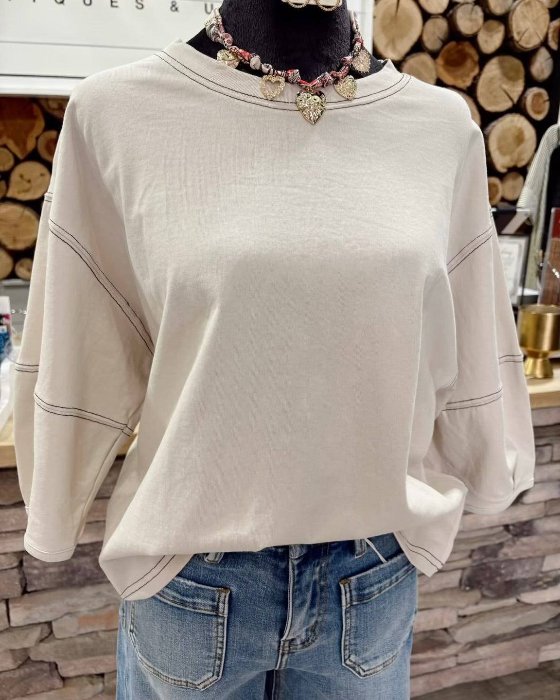 3/4 Balloon Sleeve Top