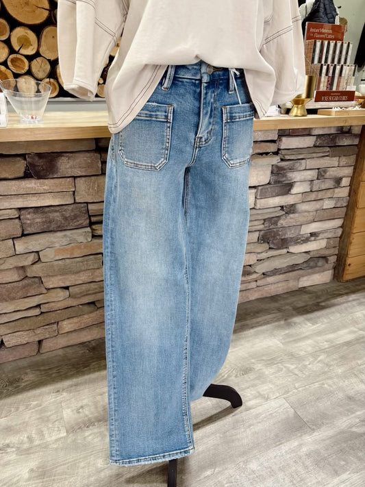 High Rise Front Patch Pocket Wide Leg VERVET