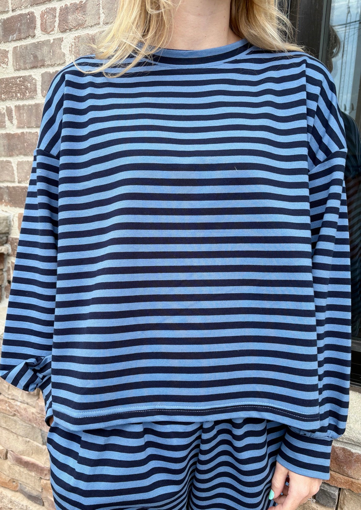 Oversized Semi Crop Striped LS