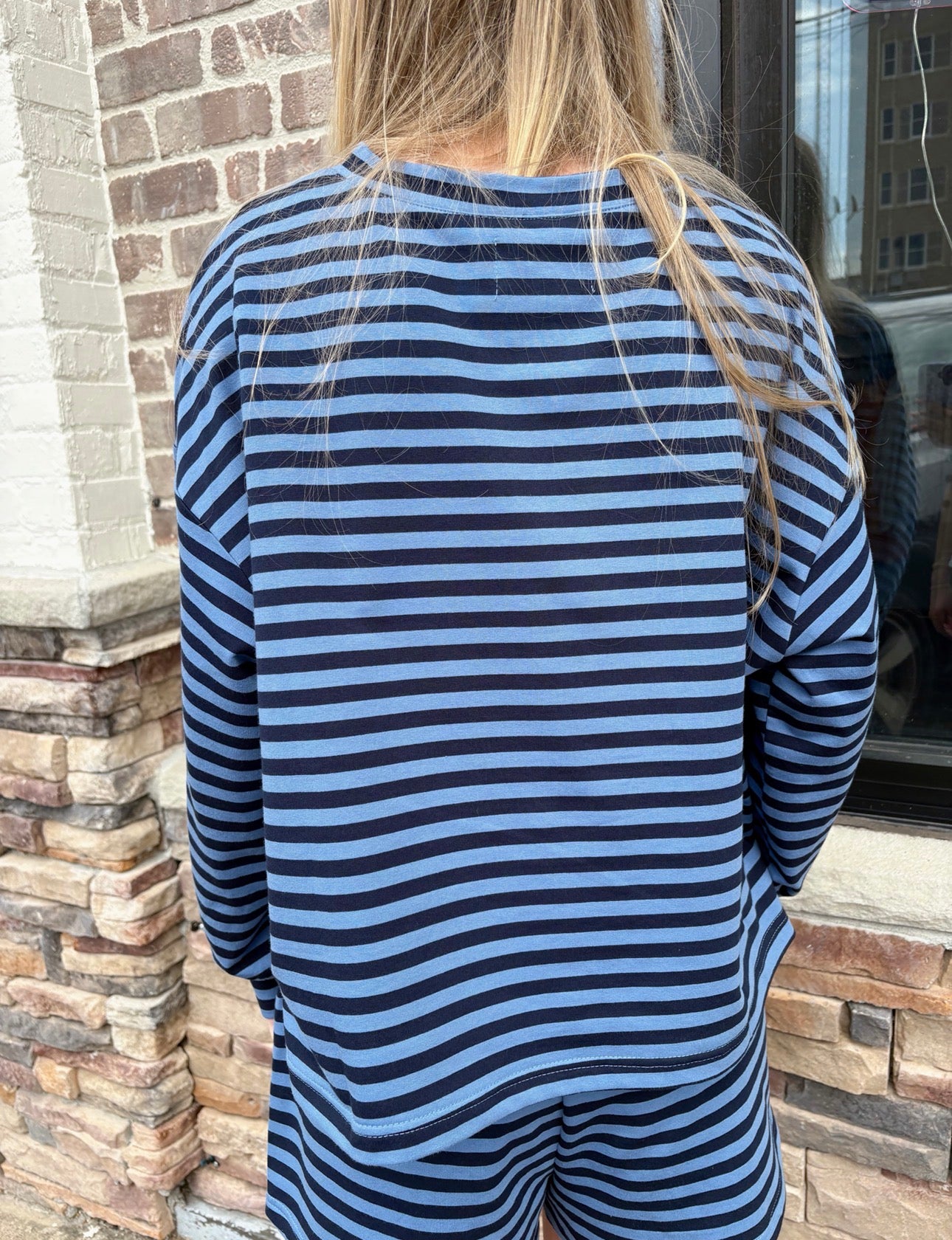 Oversized Semi Crop Striped LS