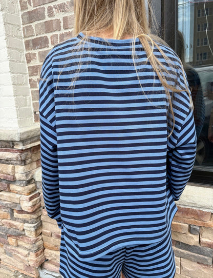 Oversized Semi Crop Striped LS