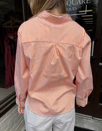 Orange Stripe Button Down Shirt