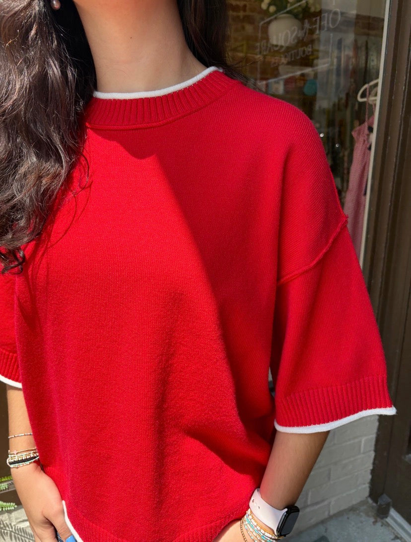 Gameday Contrast Trim Oversized Sweater