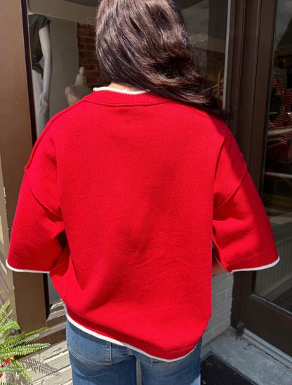 Gameday Contrast Trim Oversized Sweater