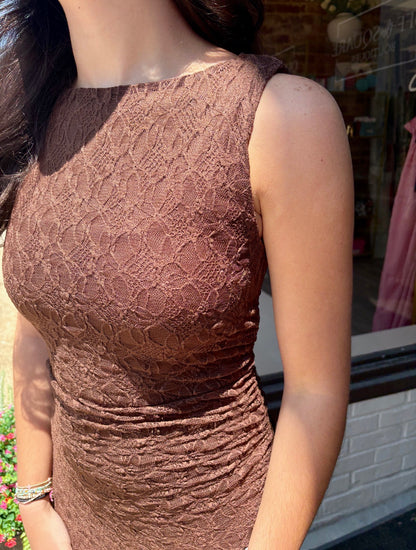 Lace Ruched Detail Tank Midi