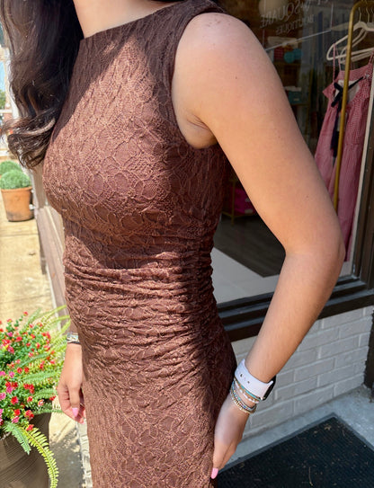 Lace Ruched Detail Tank Midi