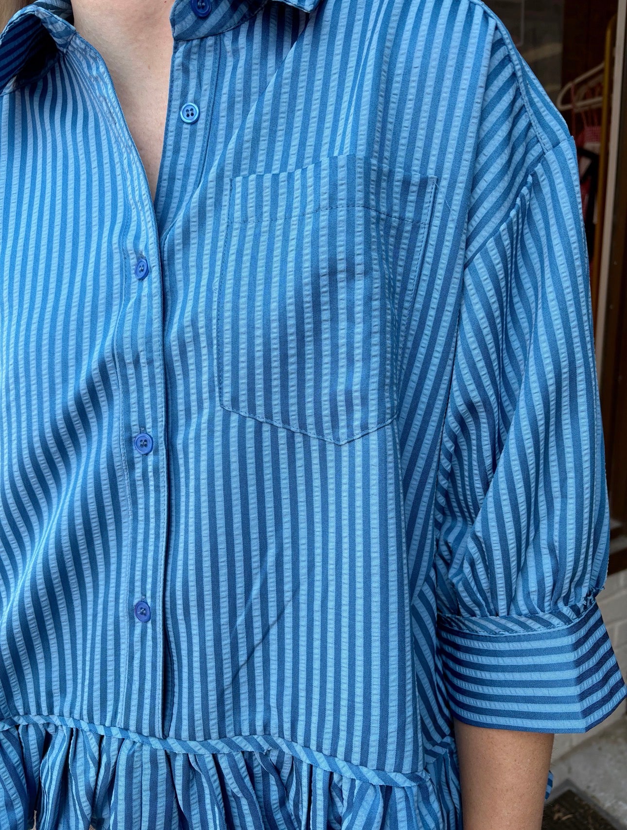 Ruffle Collar Button Down