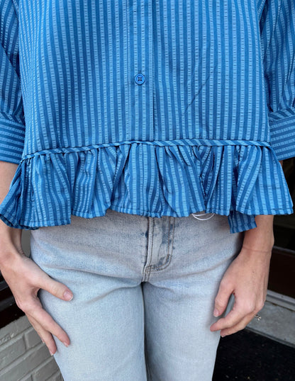 Ruffle Collar Button Down