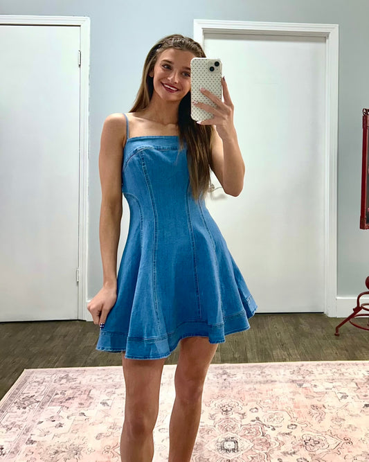 Denim A Line Mini Dress