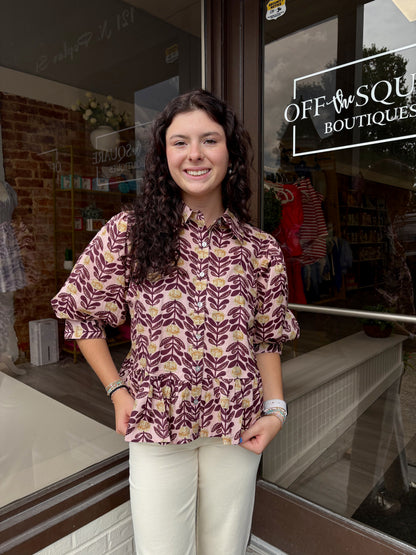 Blush Fall Floral Blouse