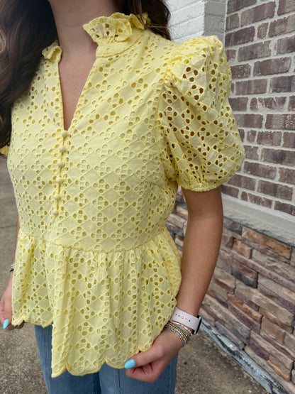 Lemon Eyelet Blouse
